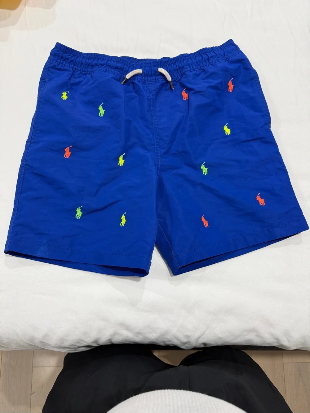 Polo by Ralph Lauren Royal Blue Swim Trunks with Neon Embroidered Logos